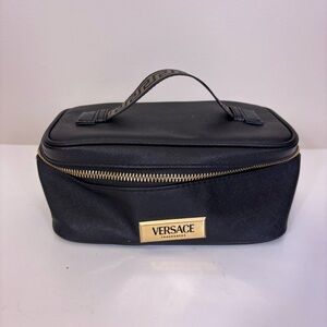 Versace Black Toiletry Bag with Gold Accents